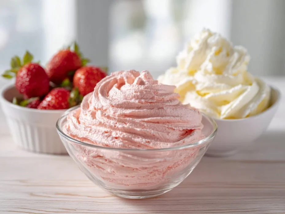 Delicious 4-ingredient strawberry mousse served in a bowl