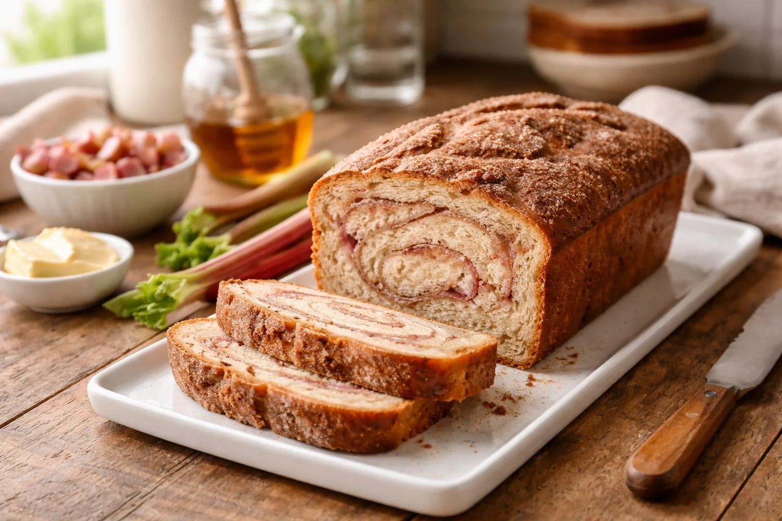 Cinnamon Swirl Rhubarb Bread That Stays Moist and Tender