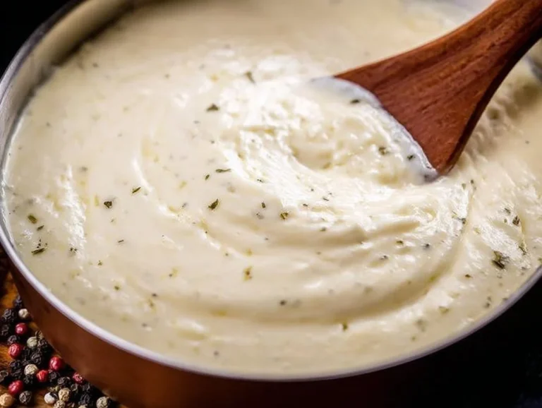 Delicious homemade Alfredo Sauce in a bowl, ready to serve over pasta.