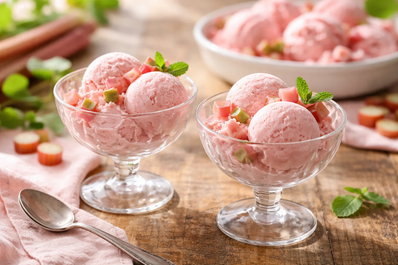 Homemade Rhubarb Ice Cream with a Rich Custard Base