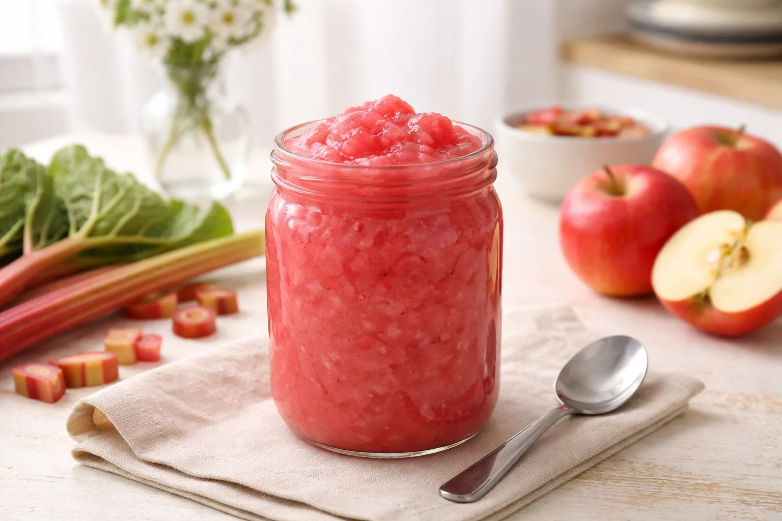 Rhubarb Applesauce Recipe with a Bright Sweet-Tart Flavor