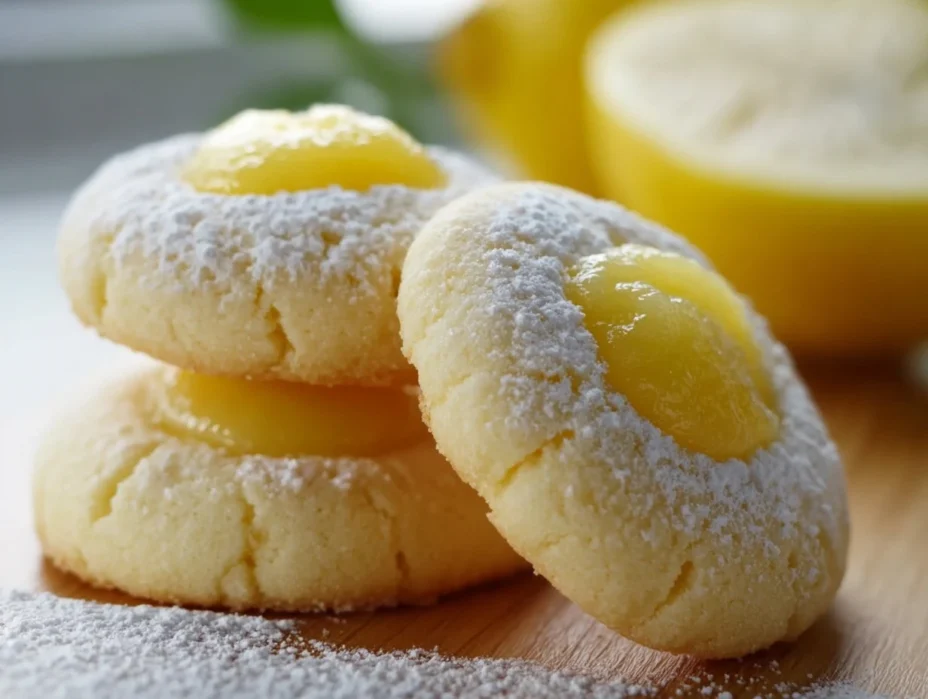 Freshly baked lemon curd cookies with a vibrant lemon glaze