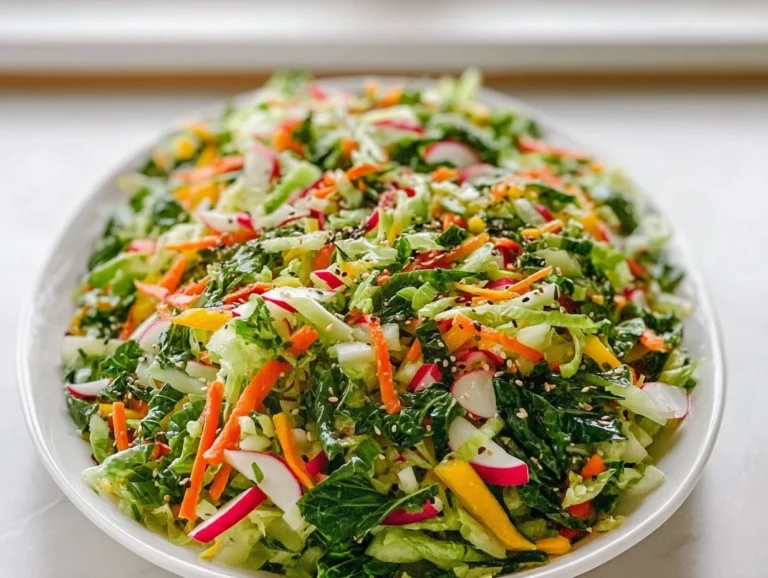 Fresh and colorful Bok Choy Salad with vegetables and dressing