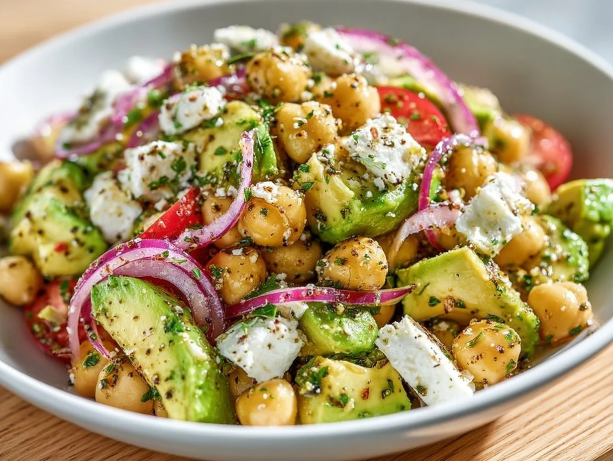 Chickpea Feta Avocado Salad