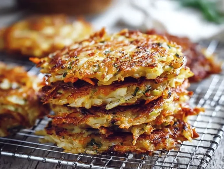 Delicious crispy cabbage fritters served on a plate
