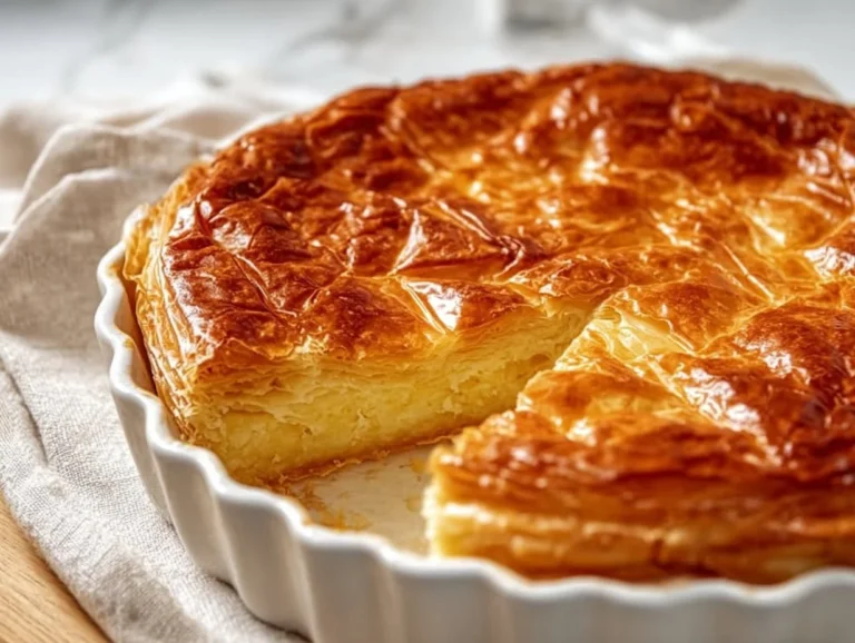 Delicious Galaktoboureko Greek custard pie with flaky phyllo and syrup