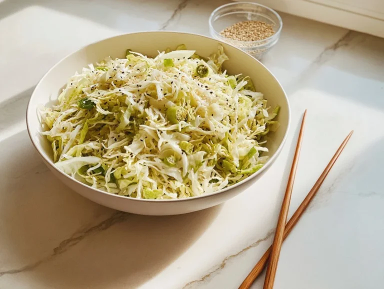 Fresh Japanese Cabbage Salad served in a bowl with colorful vegetables
