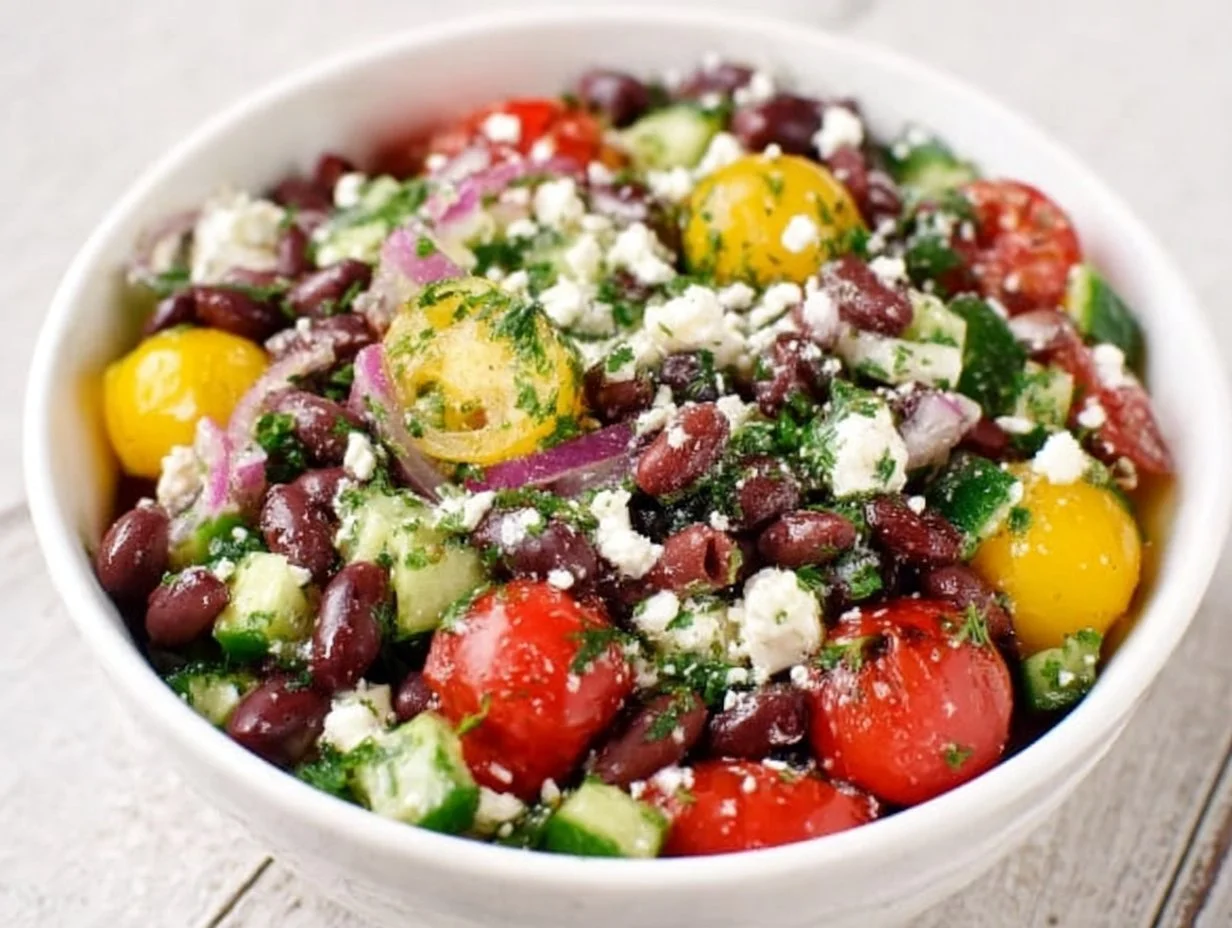 Mediterranean Black Bean Salad with Herbs & Feta