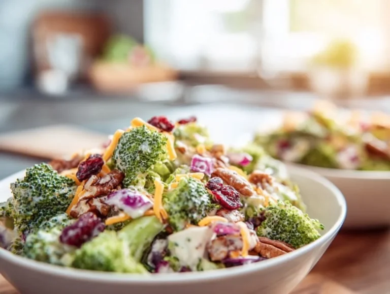 Simple keto broccoli salad with fresh ingredients for a low carb meal
