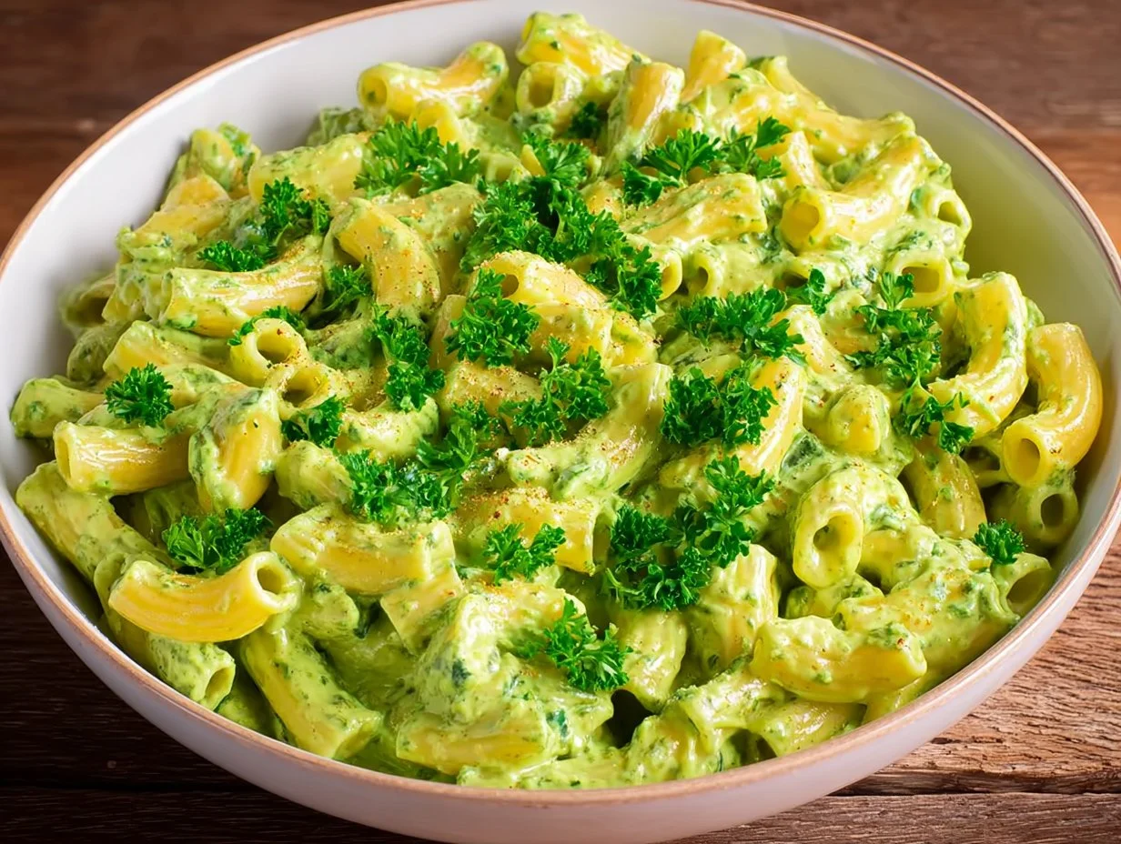 Vegan Creamy Spinach Garlic Pasta with Cashews and Parsley