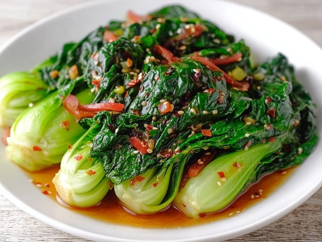 Quick Bok Choy with Ginger Chili Sauce Recipe | Easy Healthy Side Dish