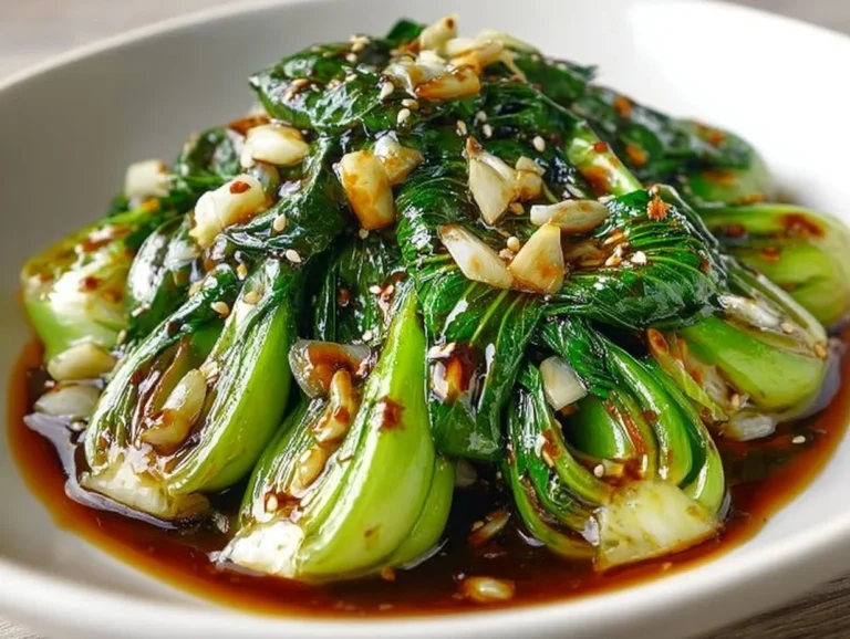 Zesty steamed bok choy served on a plate with lemon slices
