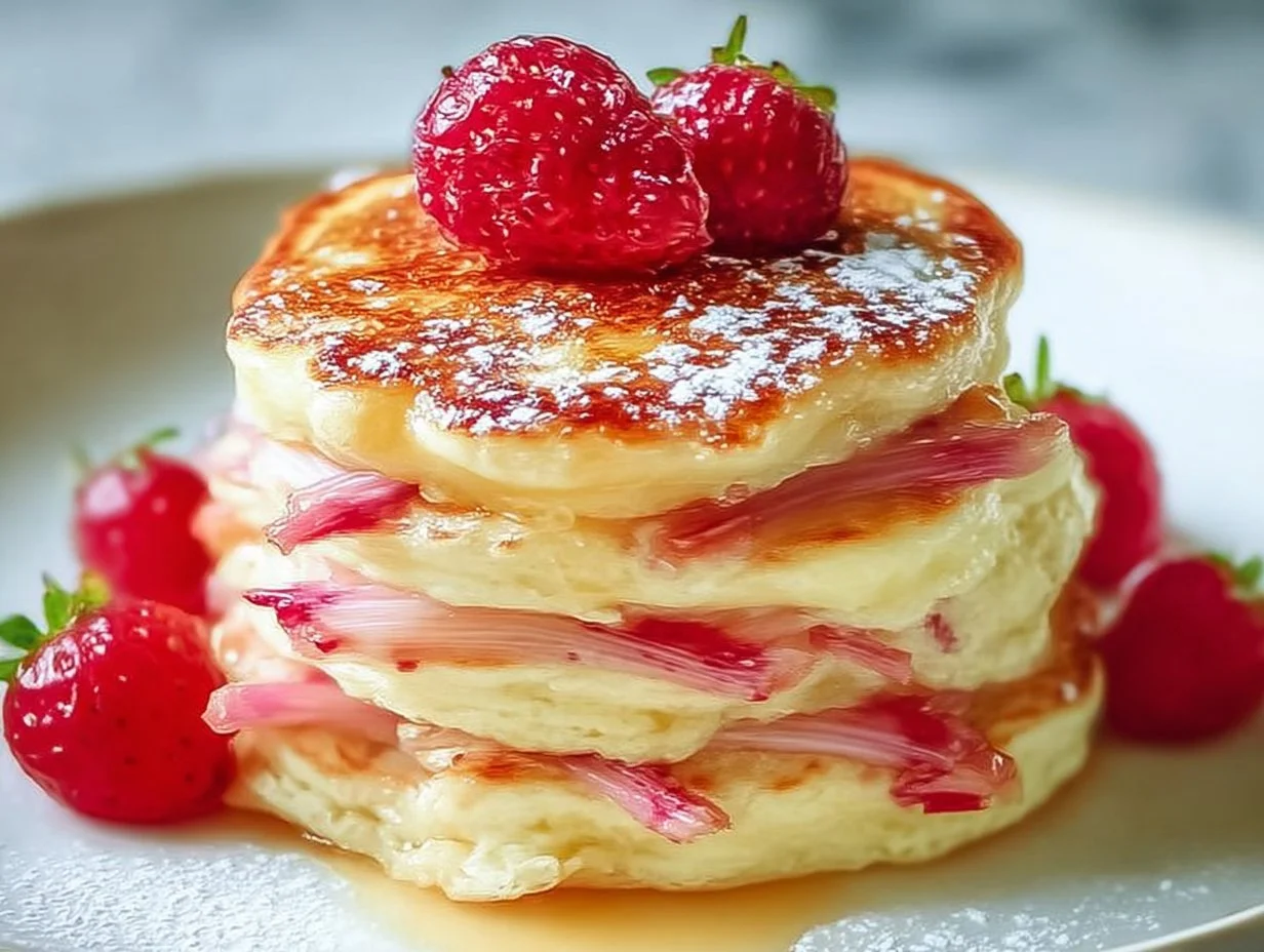 Fluffy Rhubarb Soufflé Pancakes