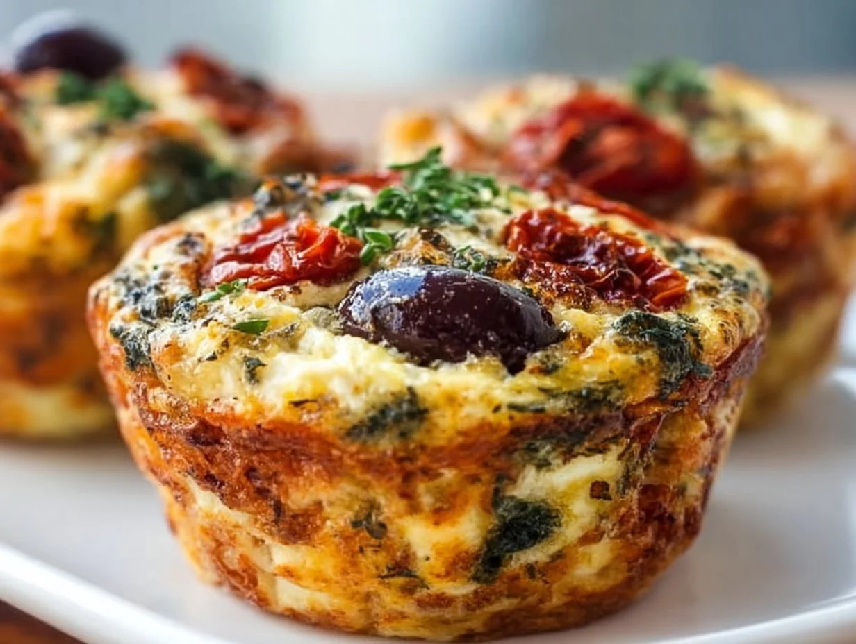 Mediterranean Egg Muffins with Sun-Dried Tomato & Kalamata Olives