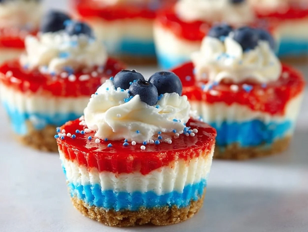 Red, White and Blue Mini Cheesecakes