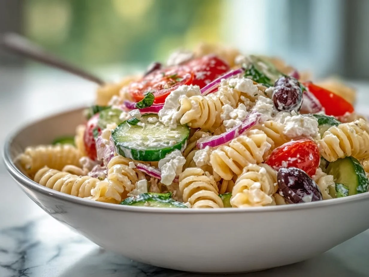 Quick Healthy Pasta Salad with Greek Yogurt