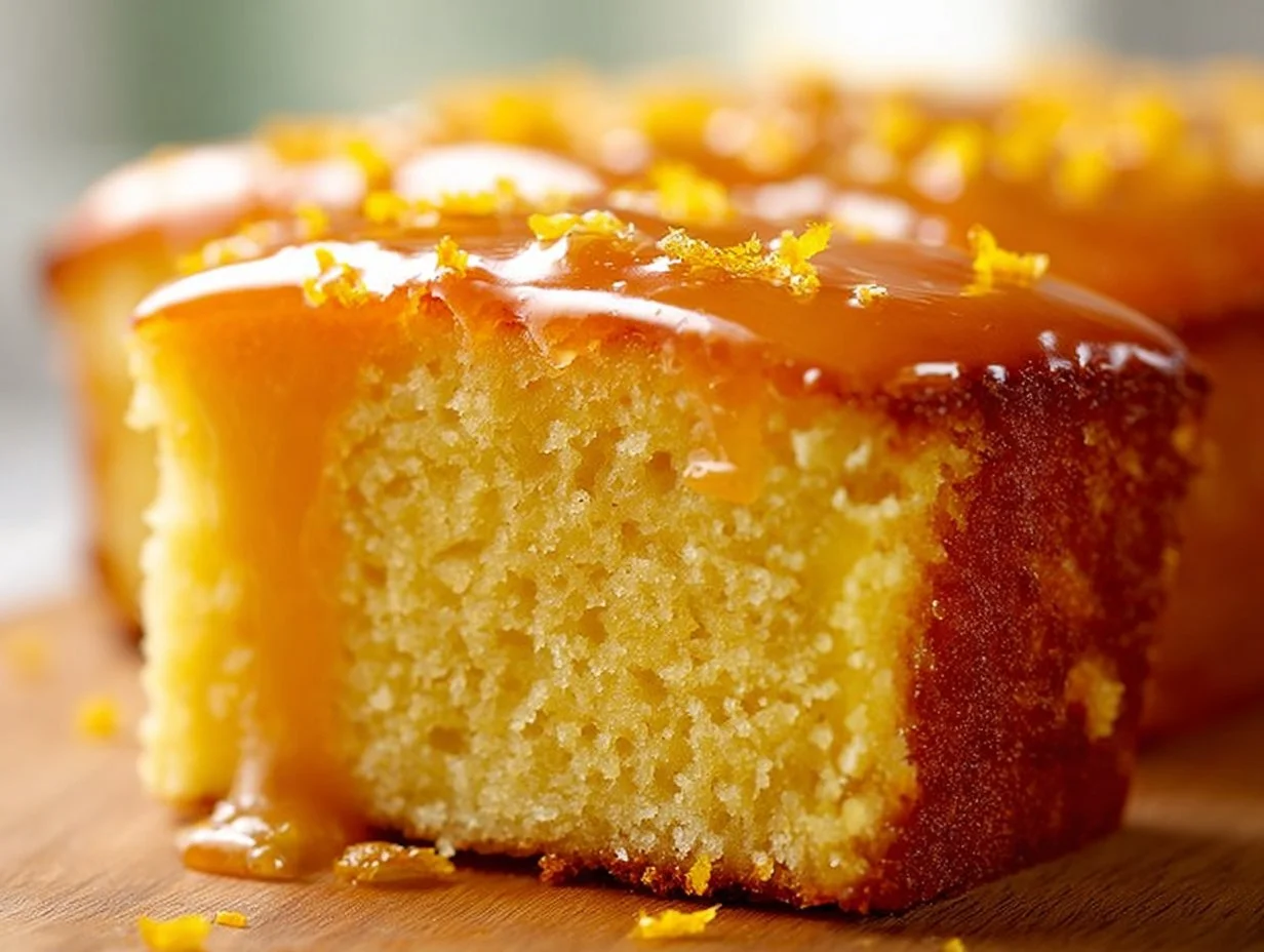 Sicilian Whole Orange Cake served on a rustic wooden table