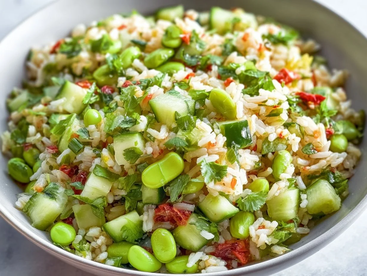 Cucumber Edamame Rice Salad
