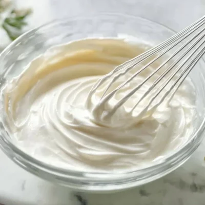 Healthy cream cheese frosting in a bowl ready for baking