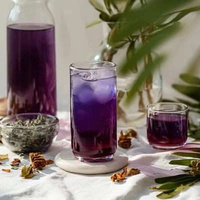 Cup of Butterfly Pea Tea with vibrant blue color