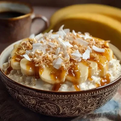 Cottage Cheese Banana Bowl topped with fresh banana slices and nuts.