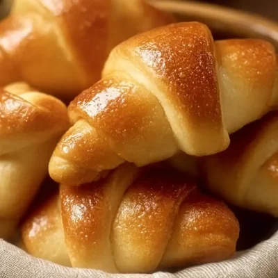 Freshly baked gluten-free crescent rolls on a cooling rack