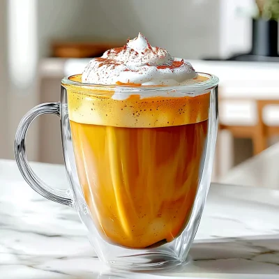 Healthy pumpkin chai latte in a cozy fall cup