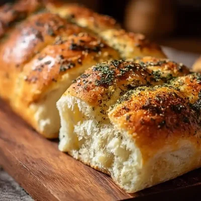 Freshly baked Italian Herbs and Cheese Bread with herbs and cheese topping.