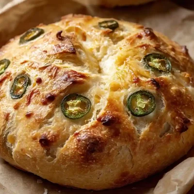 Freshly baked Jalapeno Cheddar Bread with spices and cheese