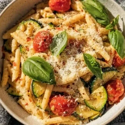 One Pot Veggie Pasta, a quick and healthy dish packed with fresh vegetables and flavor