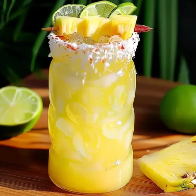 Creamy Non Alcoholic Piña Colada Punch with pineapple & coconut