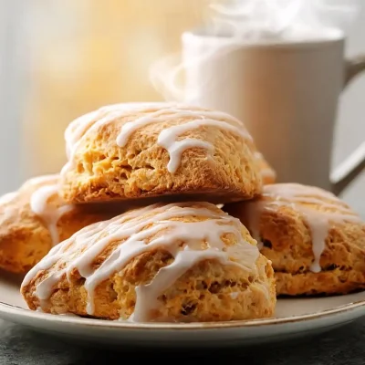 Freshly baked pumpkin scones with spices and pumpkin puree, perfect for autumn.