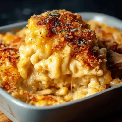 Delicious Southern baked mac and cheese served in a bowl