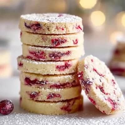 Vegan Cranberry Almond Shortbread Cookies served on a plate