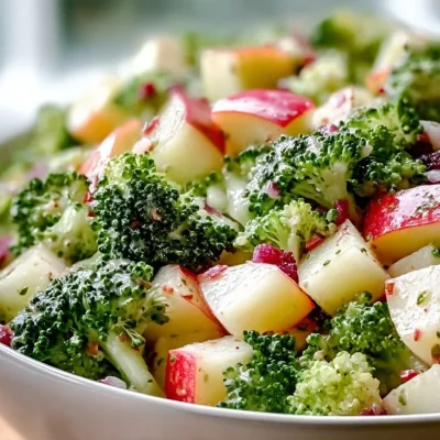Fresh Apple Broccoli Salad with crisp apples and leafy greens