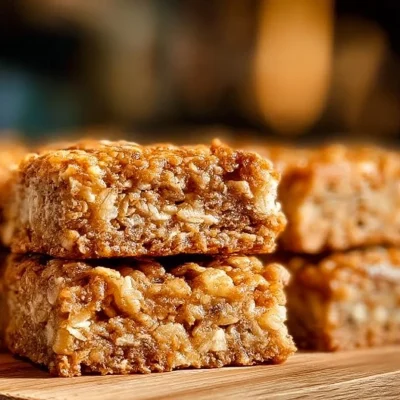 Delicious homemade banana oatmeal bars on a rustic wooden table