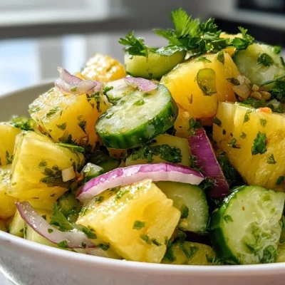 Refreshing cucumber salad with vibrant vegetables and herbs