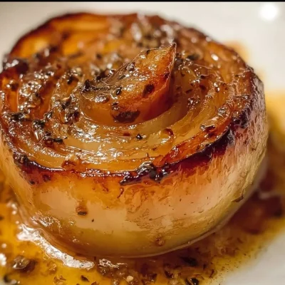 A delicious onion boil dish garnished with fresh herbs, showcasing vibrant colors and texture.