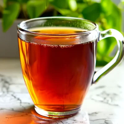 Hot black tea in a glass cup