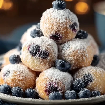Delicious blueberry donut bites served on a plate