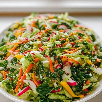 Fresh and colorful Bok Choy Salad with vegetables and dressing