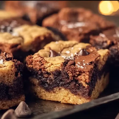 Brown butter brookies sliced into bars with gooey centers and crisp cookie tops.