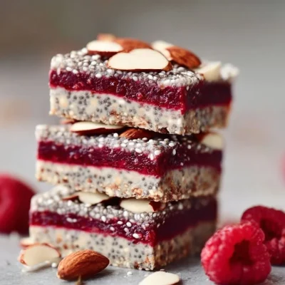 No-bake chia pudding bars topped with fresh fruits and nuts