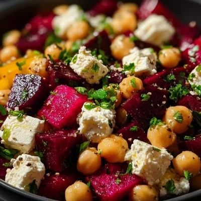 Chickpea Beet Feta Salad with vibrant colors and nutritious ingredients.