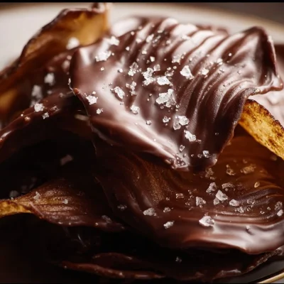 Chocolate Potato Chip Bark with crispy potato chips and rich chocolate.
