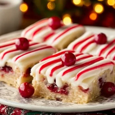 Delicious homemade Christmas Cherry Bars with cherries and festive toppings