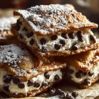 Delicious Classic Cannoli Squares dessert with creamy filling and chocolate chips