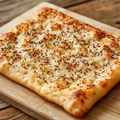 cottage cheese and flaxseed flatbread fresh from the oven