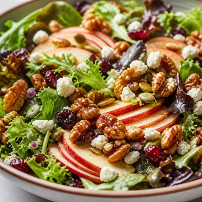 Warm Apple Walnut Fall Salad with feta cheese and crunchy walnuts