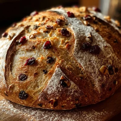 Cranberry Raisin Walnut Cinnamon Artisan Bread fresh out of the oven